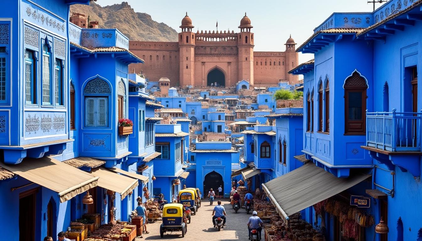 partez à la découverte de blue city à jodhpur avec notre visite guidée unique. explorez la célèbre cité bleue de l’inde, son histoire fascinante, ses ruelles pittoresques et son architecture emblématique.