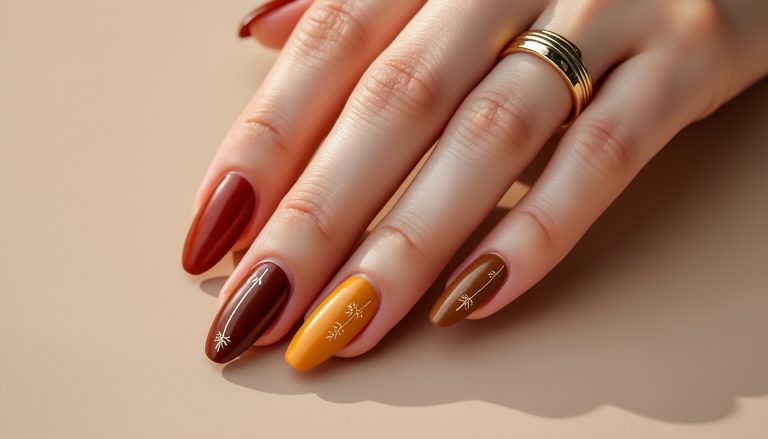 découvrez des idées tendance pour des ongles d'automne élégants, faciles à réaliser chez vous, avec des couleurs chaudes et des designs raffinés.